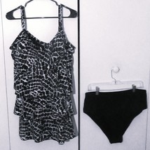 Avenue Womens 2-Piece Swimsuit Size 26 Tiered RuffleTop High Waist Botto... - $13.86