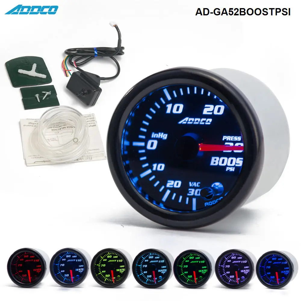 s  -2&quot; 52mm 7 Color LED Electrical Car PSI Turbo Boost Gauge Meter With Sensor - £39.29 GBP