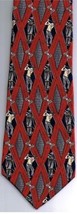 NEO Bill Blass Necktie Wide Golfer Red Grey Diamonds 100% Silk Made in C... - £11.04 GBP