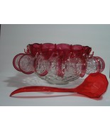 Vintage Lexington Ruby Flash Punch Bowl Set with 12 Cups and Ladle - $100.00