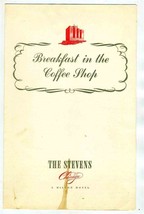 Stevens Hotel Breakfast in the Coffee Shop Menu Chicago Illinois 1951 Hi... - $29.68