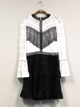 Gianni Bini Womens Black White Lace Long Bell Sleeve Dress Size Large - £27.08 GBP