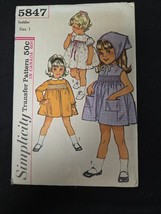 Simplicity Sewing Pattern #5847 Children&#39;s Dress Size 1 1960s Vintage Cut - $186.77 MXN