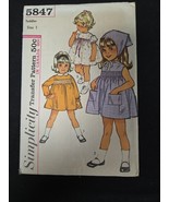 Simplicity Sewing Pattern #5847 Children&#39;s Dress Size 1 1960s Vintage Cut - $182.01 MXN