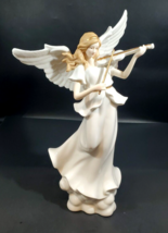 New Musical 13 3/4&quot; Porcelain Angel Playing Violin Musical Valerie Parr ... - £35.60 GBP