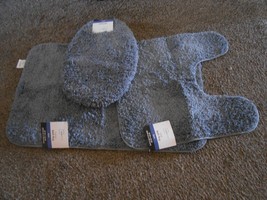 Mainstays Basic NEW 3 Piece matching gray Plush Bath Rug Set Toliet lid ... - $18.80