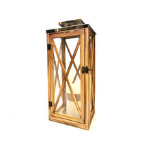 Classical Timber &amp; Metal Candle Holder Lantern - Small - £44.32 GBP