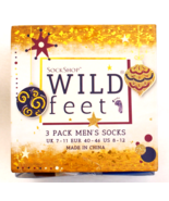 Sock Shop Wild Feet Assorted Christmas Crew Socks 3 in Box Men&#39;s 8-12 Ne... - £31.13 GBP