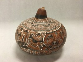 Carved Gourd Rattle Animals Plants People Dancing Geometric Africa South... - $44.54