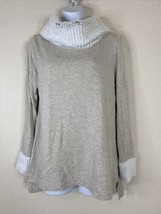 Cato Womens Size M Beige Faux Fur Cowl Neck Shirt Long Sleeve - £7.29 GBP