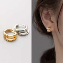 Triple Hoop Earrings For Women Dainty Gold Hoops, Sterling Silver Hoop Earings - £14.06 GBP