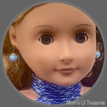 Turquoise Blue Glass Dangle Doll Earrings • 18 Inch Doll Jewelry - £5.48 GBP