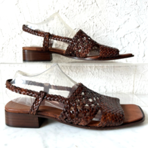 Sesto Meucci Brown Woven Leather Slingback Sandal - Women&#39;s Size 9 Made ... - $886.45 MXN