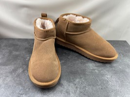 Aspen Boots Women 10 M Shoes Brown Suede Fur Lined Slip On Ankle Snow Bo... - $27.54