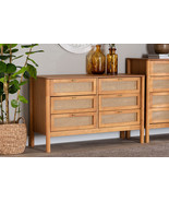 Kaori Golden Brown Wood Japandi 6-Drawer Dresser w/Distressed-Finished R... - $10,697.38 MXN