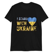 I Stand with Ukraine Support Shirt Ukraine Flag Ukrainian T-Shirt Black - $19.55+