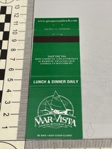 Matchbook Cover  Mar•Vista Dockside Restaurant  Longboat Key, FL  gmg  Unstruck - £9.24 GBP