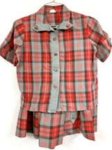 Retro VTG Skirt Set 50s Karinda Womens XS 24&quot; Waist Big Girls Red  Plaid... - $61.48