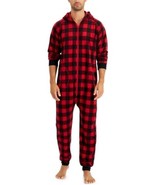 Family Pajamas Mens Matching 1-Piece Red Check Printed Pajamas - £21.52 GBP