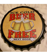 METAL BOTTLE CAP WALL ART: ICE COLD BEER  4&quot; CIRCULAR RESIN PAINT-1 lb W... - £19.72 GBP