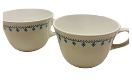 Corelle Livingware By Corning Coffee Tea Cups 2 Vintage Blue Snowflakes - £8.56 GBP