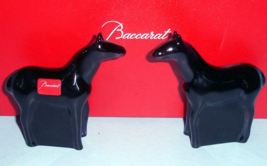 Baccarat Crystal Noah&#39;s Ark Midnight Horse 2 PC Figurine Loet France 2605125 New - £315.75 GBP