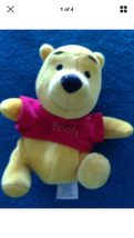 vintage winnie the pooh rattle teddy bear stuffed animal 5&quot; beanie bear - £15.04 GBP