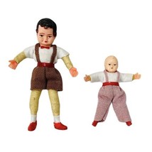 Vtg Caco Dollhouse German Dolls Lot of 2 Flexible Thread 3 1/2&quot; Boy 2&quot; Toddler - £22.75 GBP
