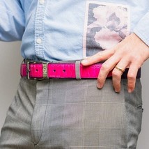 Alessio Genuine Ostrich & Ostrich Leg Exotic BeltPink / Purple image 6