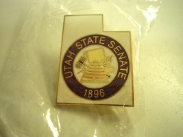 New Vtg Utah State Senate Gold Toned Cloisonne Enameled Pinback Lapel Pin Button - £7.18 GBP