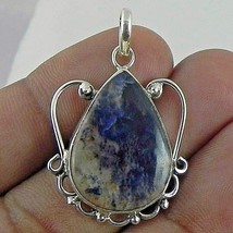 925 Sterling Silver Pendant Necklace Sodalite Natural Gemstone Jewelry PS-2136 - £46.84 GBP