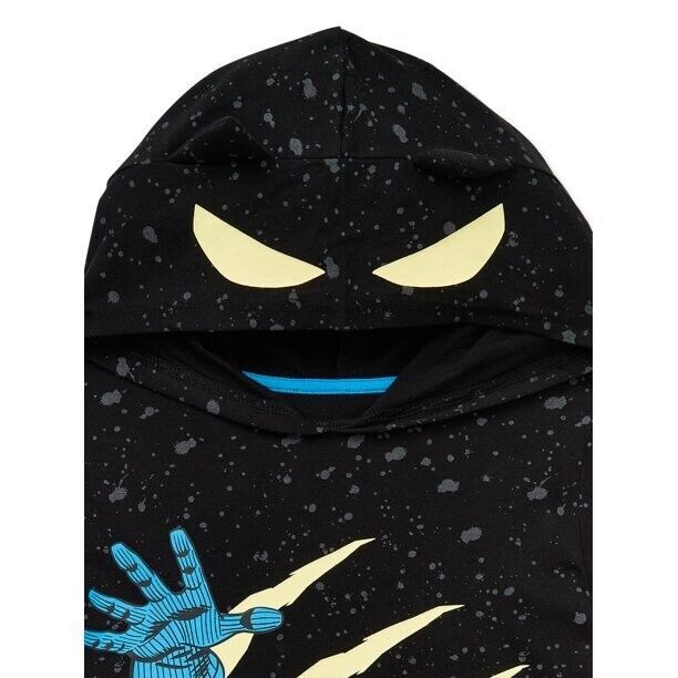 Black Panther Boys Cosplay Hooded Top & Shorts 2-Piece Outfit Set, Black Size 6 Item image 2