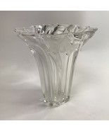 Mikasa Crystal Parisian Fluted Swirl Vase Clear With Frosted Ivy 8.5 inch - £11.65 GBP