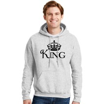 NWT KING QUEEN WHITE CROWN COUPLE MATCHING VALENTINES DAY GRAY HOODIE SW... - $20.39