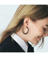 Dark Leopard Print C-Shaped Oversized Hoop Earrings Trendy Y2K Jewelry - $27.99