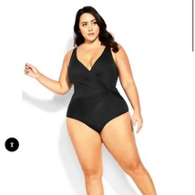 NWT City Chic Samira One Piece Swimsuit in Black Size 24 - £58.63 GBP