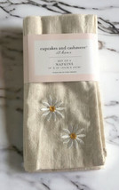 Cupcakes &amp; Cashmere Set Of 4 Napkins 18” X 18” With Embroidered Daisy Fl... - $34.18