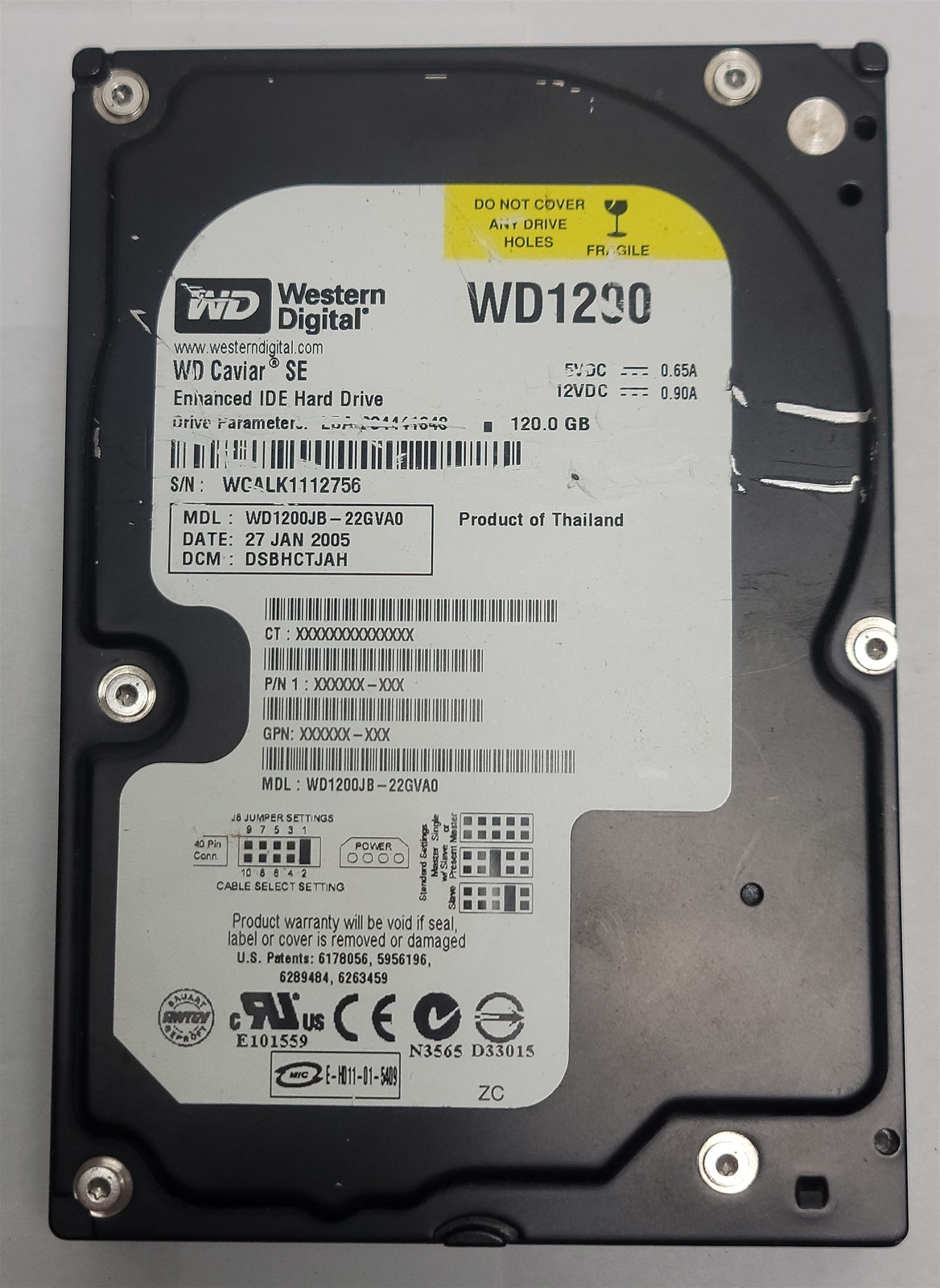 Western Digital WD1200JB-22GVA0 HDD, 120 GB , IDE/ATA/ATAPI-6 - Tested w... - $63.67
