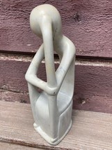Vtg Modernist Hand Carved Marble Thinker Sculpture Statue 8.25&quot; - £38.79 GBP