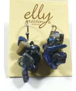 Elly Preston Blue Lapis Lazuli Crystal silver nugget beads dangling Earr... - £16.61 GBP