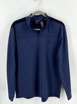 Spyder Active Mens Shirt Size Medium Blue Zipper Neck Pullover Long Sleeve Shirt - £17.52 GBP