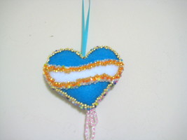Heart Decor Ormanemt Felt stuffed beads two sided 3&quot; - £10.18 GBP