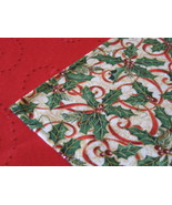 Christmas Table Topper 31&quot;x31&quot; cotton designer fabric red gold green colors - £15.89 GBP