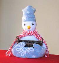 Snowman w/ Nut basket fleece stuffed unique Gift or Deco Idea  - £39.05 GBP