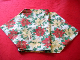 Christmas Table Runner 42&quot;x14&quot; Designer fabric red green gold colors  - £15.94 GBP