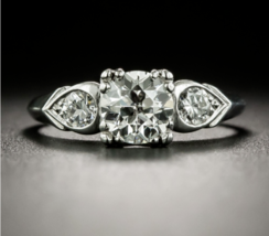 Verlobungsring, 2,50 Karat, Rundschliff, drei künstliche Diamanten, 14... - £196.03 GBP