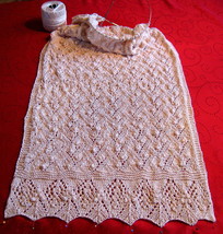 Vintage Design Shawl 20&quot;x60 elegant Style knitted beige Great for Church  - $189.00