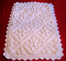 Vintage Design Baby Cover Stylish Boy Girl 20&quot;x29&quot; white knitted - $89.00