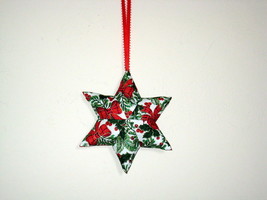 QChristmas Star  Designer fabric stuffed Set of 3 Ornaments - £23.91 GBP
