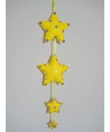 Star Quadro Ornament Felt stuffed beads two sided 24&quot; yellow rainbow gol... - $29.95